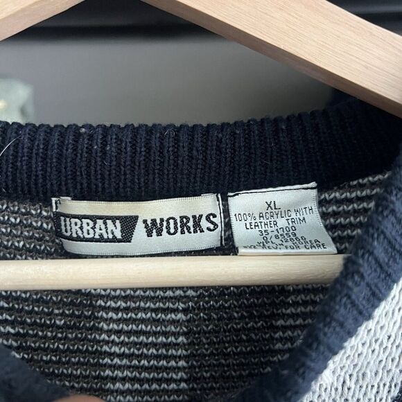 Vintage 90s Grandpa Sweater Mens XL Cosby Oversized Earthtone Geometric Pullover - Picture 3 of 5